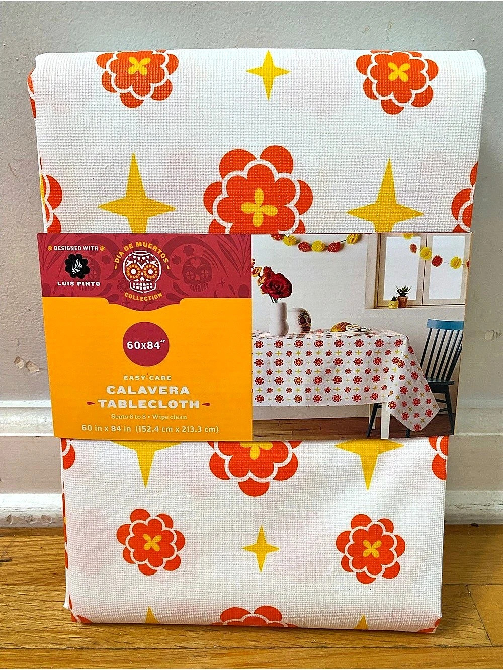 Calavera Tablecloth White & Orange NWT
